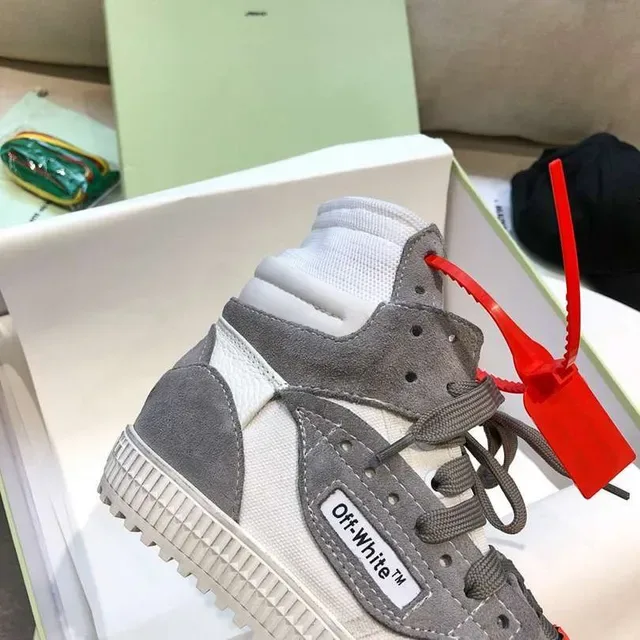 Off-White Flèche Diagonale Gris Blanc Chaussures Lifestyle Hautes 5