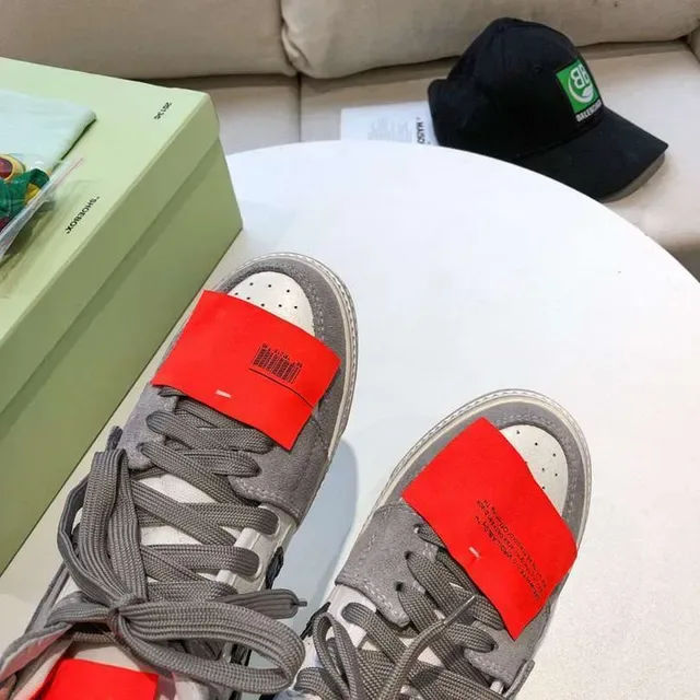 Off-White Flèche Diagonale Gris Blanc Chaussures Lifestyle Hautes 7