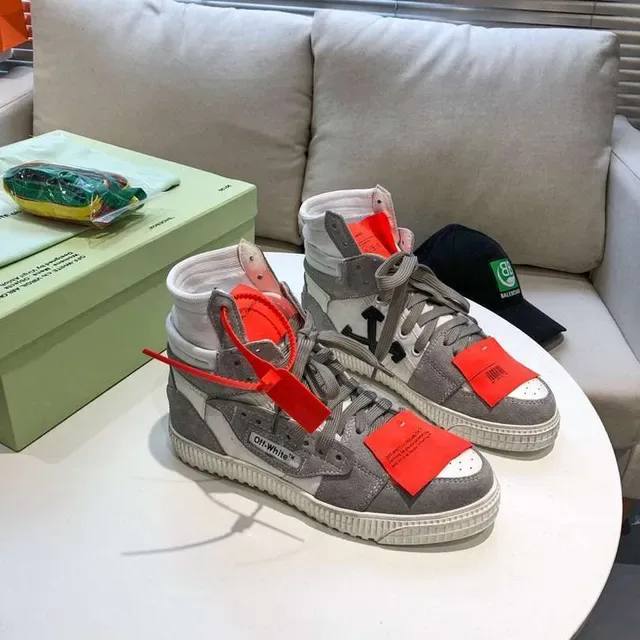 Off-White Flèche Diagonale Gris Blanc Chaussures Lifestyle Hautes 8