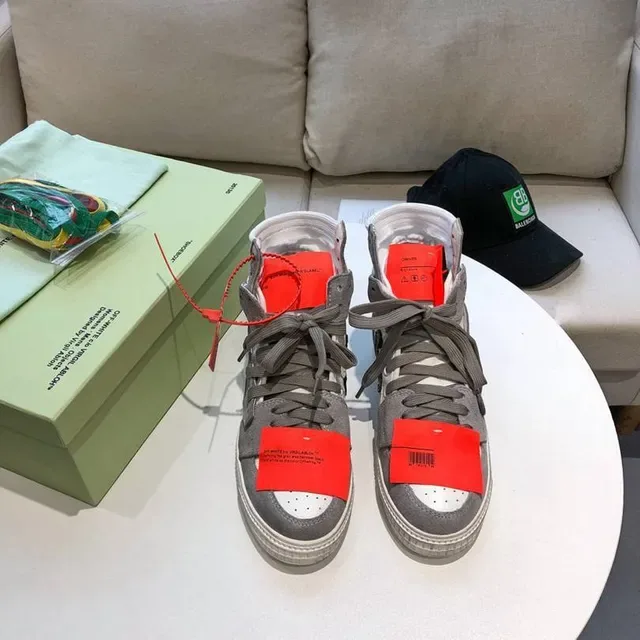 Off-White Flèche Diagonale Gris Blanc Chaussures Lifestyle Hautes 9