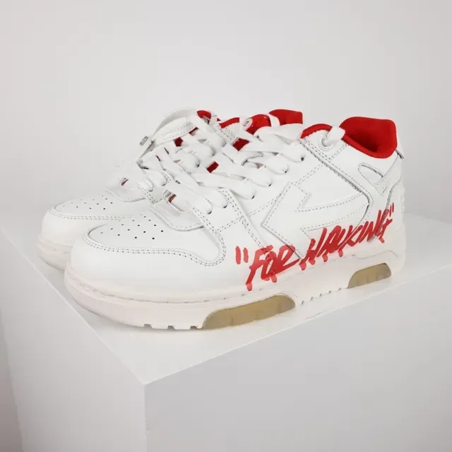 Off-White 'FOR WALKING' White Red Lifestyle Sneakers 2