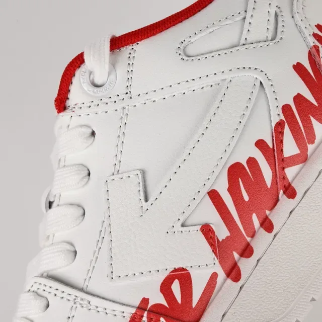 Off-White 'FOR WALKING' White Red Lifestyle Sneakers 6