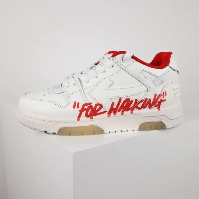 Off-White 'FOR WALKING' White Red Lifestyle Sneakers 9