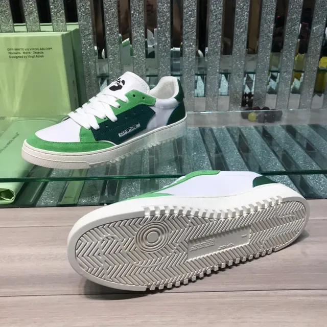 Off-White Vert Low-Top Suede et Synthetic Overlay Lifestyle Sneakers 2