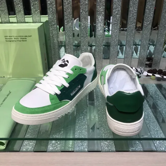 Off-White Vert Low-Top Suede et Synthetic Overlay Lifestyle Sneakers 3