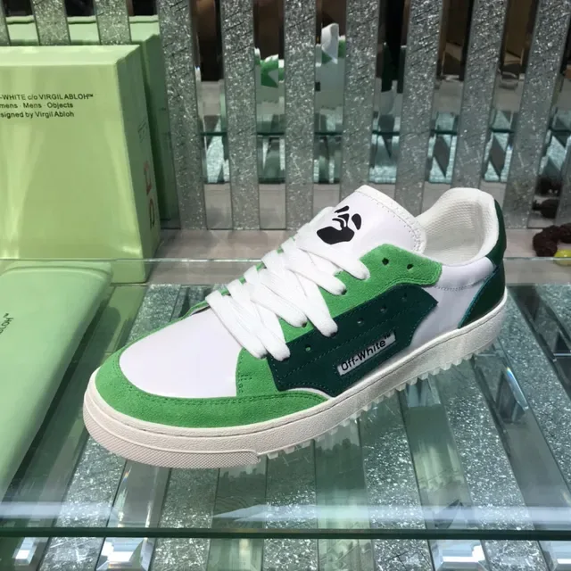 Off-White Vert Low-Top Suede et Synthetic Overlay Lifestyle Sneakers 4