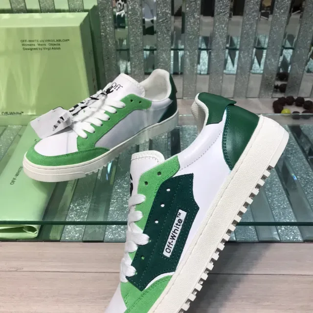 Off-White Vert Low-Top Suede et Synthetic Overlay Lifestyle Sneakers 5