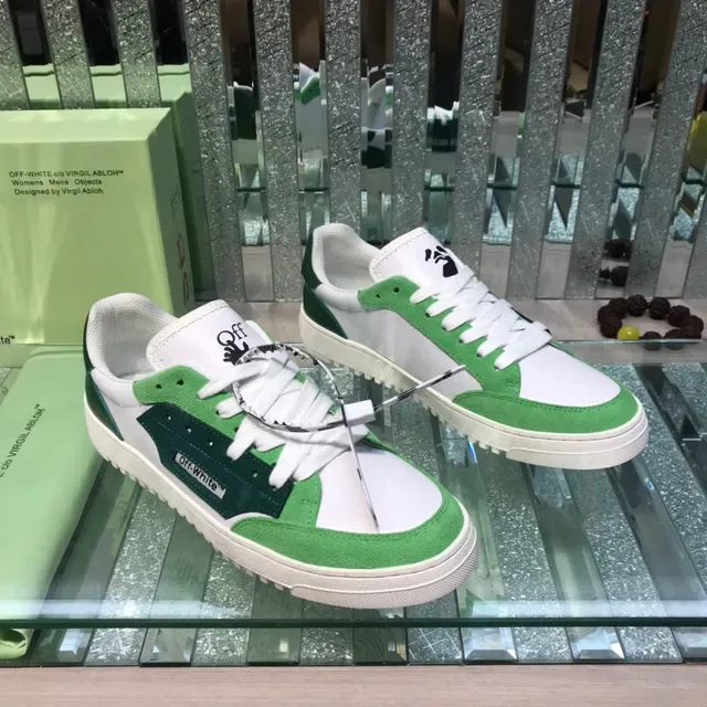Off-White Vert Low-Top Suede et Synthetic Overlay Lifestyle Sneakers 7