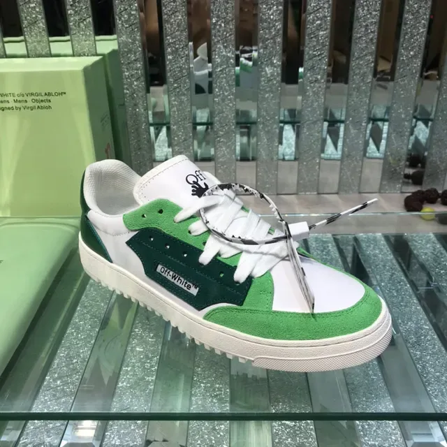 Off-White Vert Low-Top Suede et Synthetic Overlay Lifestyle Sneakers 8