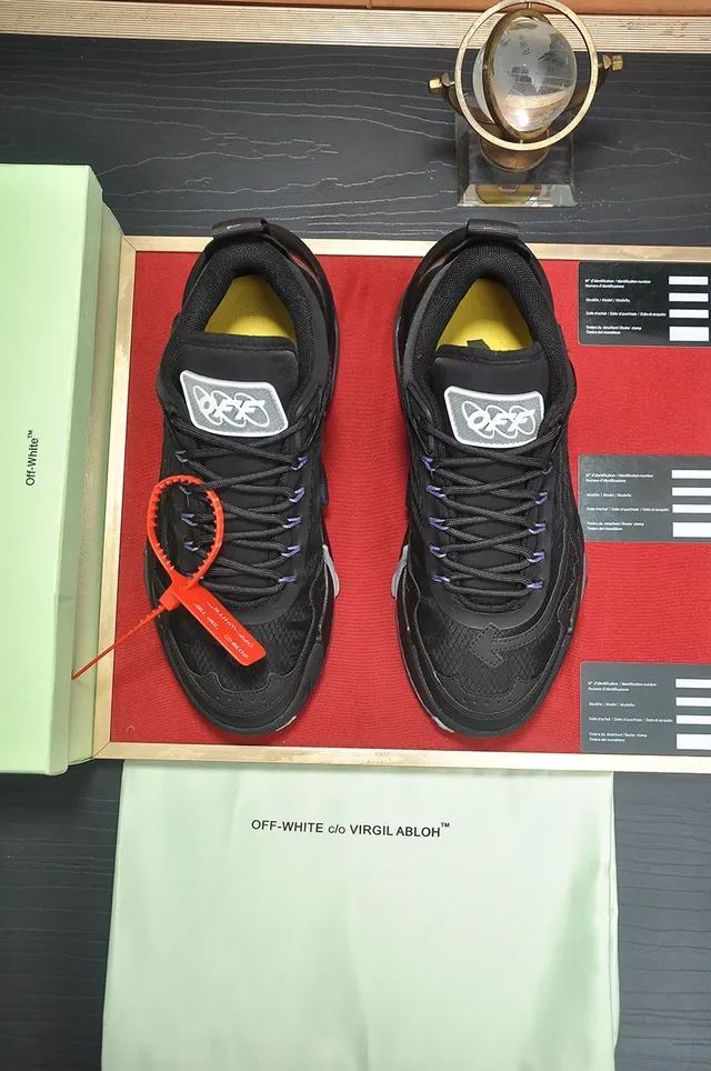Off-White Industrial Runner Tênis Chunky Preto Cinza Vermelho 5