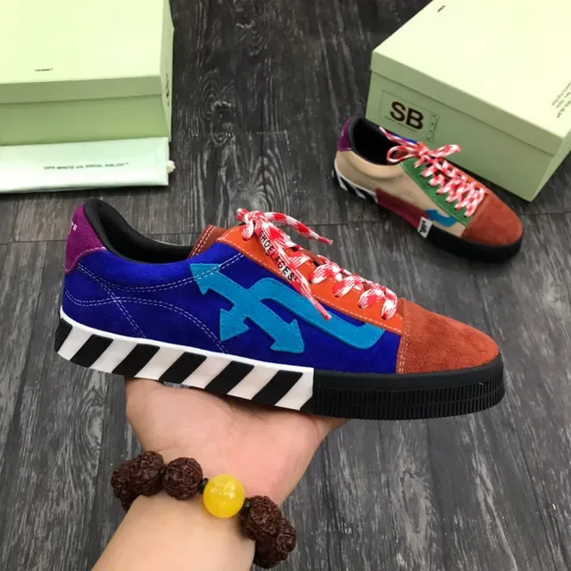 Off-White Multicolor Multi-Panel Suede Construction Diagonal Striped Midsole Lifestyle Sneakers 1