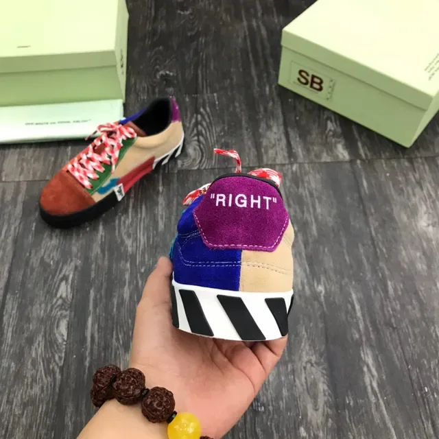 Off-White Multicolor Multi-Panel Suede Construction Diagonal Striped Midsole Lifestyle Sneakers 3