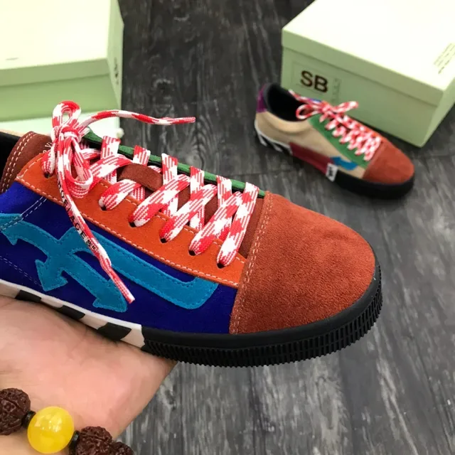 Off-White Multicolor Multi-Panel Suede Construction Diagonal Striped Midsole Lifestyle Sneakers 6