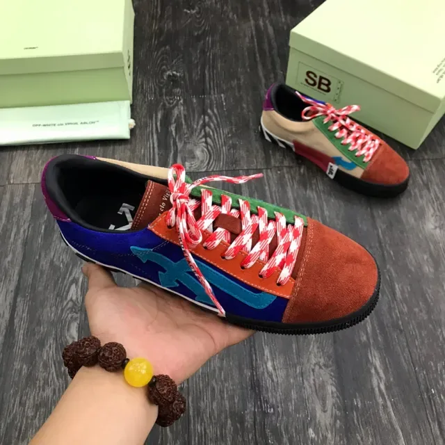 Off-White Multicolor Multi-Panel Suede Construction Diagonal Striped Midsole Lifestyle Sneakers 7