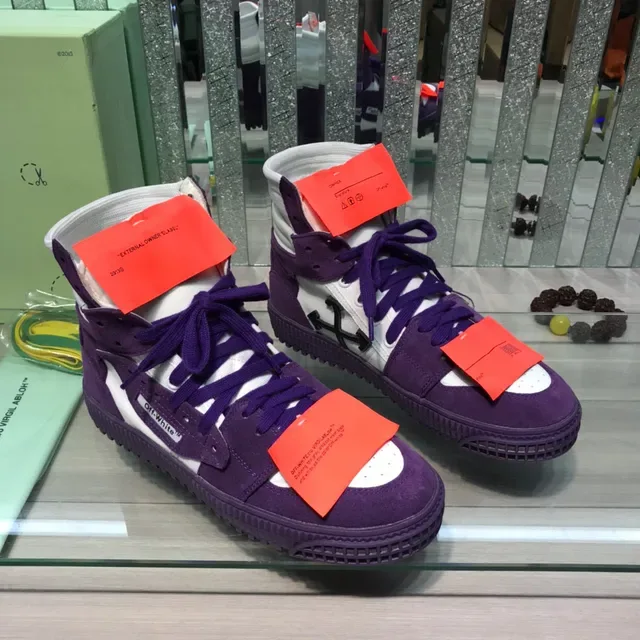 Off-White Chaussures Lifestyle Style Industriel Hautes en Violet et Blanc 7