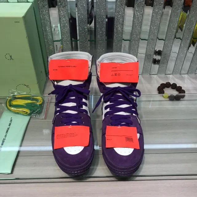 Off-White Chaussures Lifestyle Style Industriel Hautes en Violet et Blanc 8