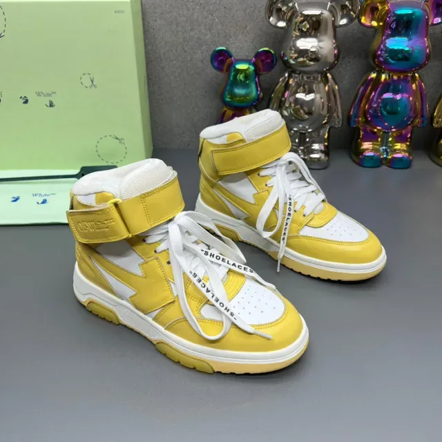 Off-White হলুদ হাই-টপ ইন্ডাস্ট্রিয়াল স্ট্র্যাপ লাইফস্টাইল স্নিকার 6