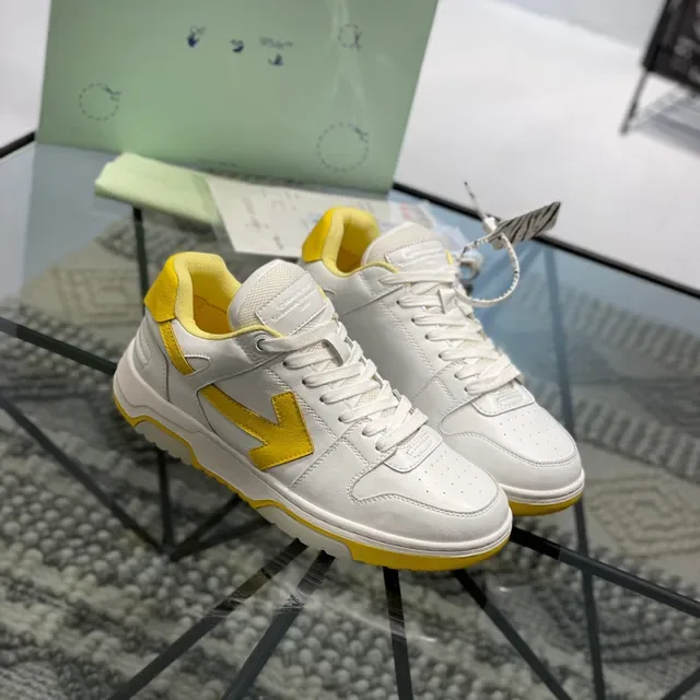 Off-White Yellow Low-Top Arrow-Logo Lifestyle Sneakers 9