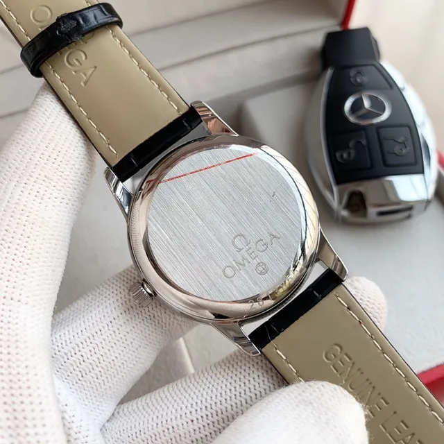 Omega De Ville Prestige Co-Axial Chronometer Silver Dial Black Leather Mechanical Watch 8