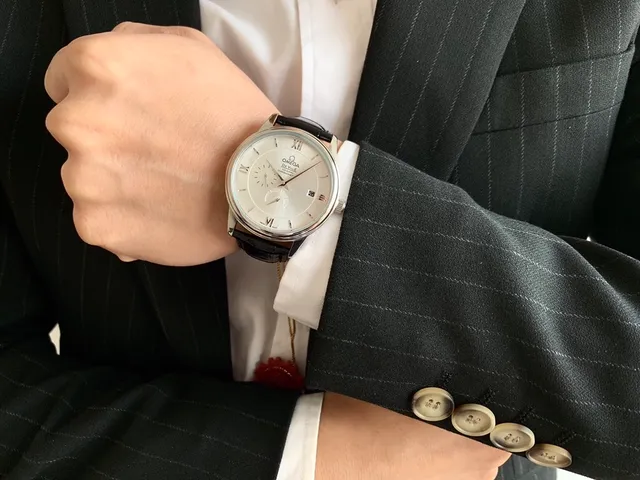 Omega De Ville Prestige Co-Axial Chronometer Silver Dial Black Leather Mechanical Watch 10