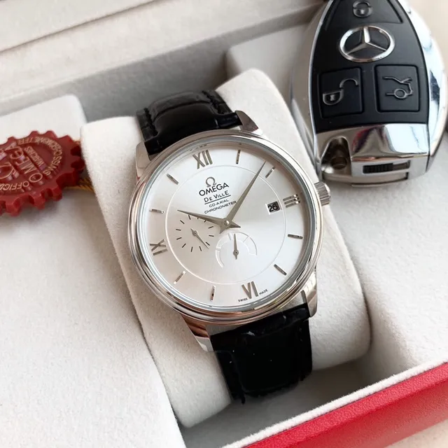Omega De Ville Prestige Co-Axial Chronometer Silver Dial Black Leather Mechanical Watch 13
