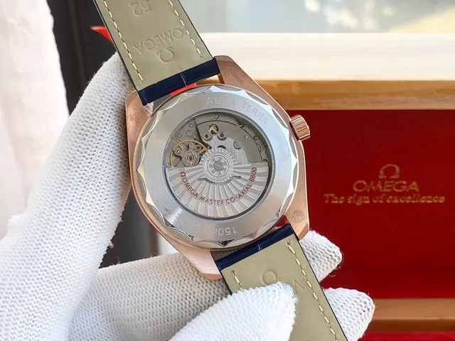 Omega Seamaster Worldtimer Rose Gold White Dial Blue Alligator Strap Mechanical Watch 3