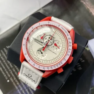 Omega Speedmaster MoonSwatch Red and White Mechanical Watch
