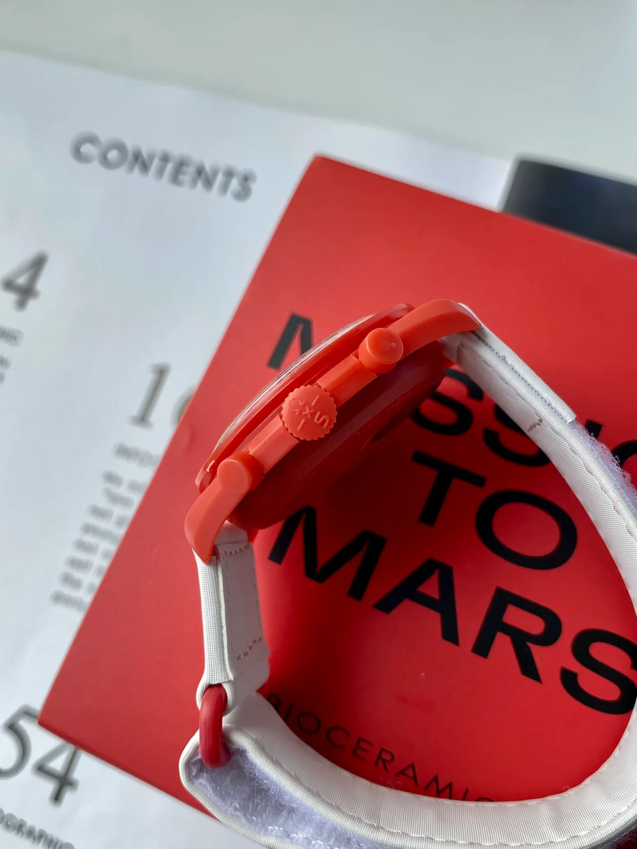 Omega Speedmaster MoonSwatch Red and White Mechanical Watch 2