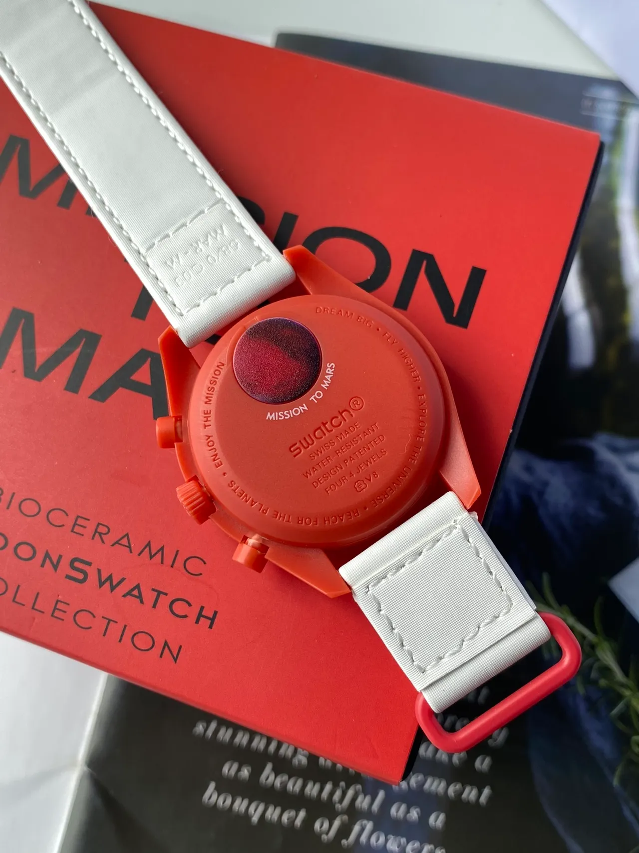Omega Speedmaster MoonSwatch Red and White Mechanical Watch 4