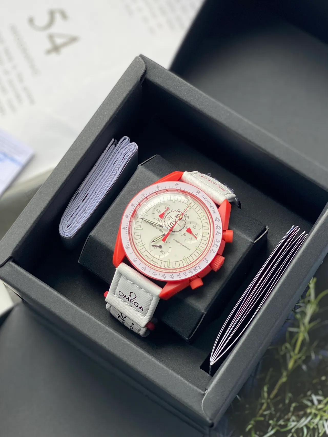Omega Speedmaster MoonSwatch Red and White Mechanical Watch 8