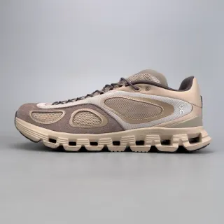 On beige marrón abierto hexagonal CloudTec mediopunto malla y ante panel construcción zapatillas