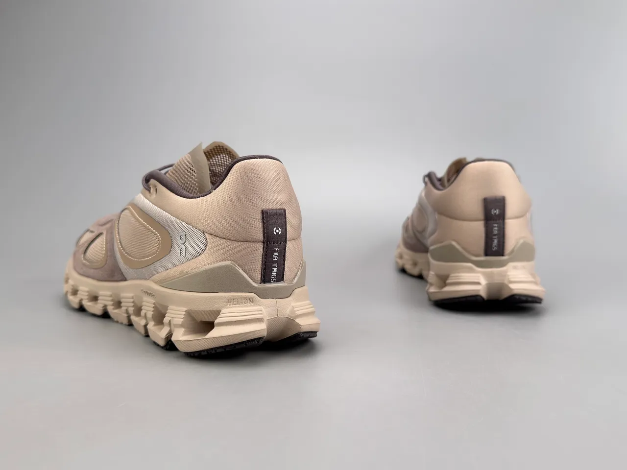 On Beige Brown Open Hexagonal CloudTec Midsole Mesh And Suede Panel Construction Sneakers 5