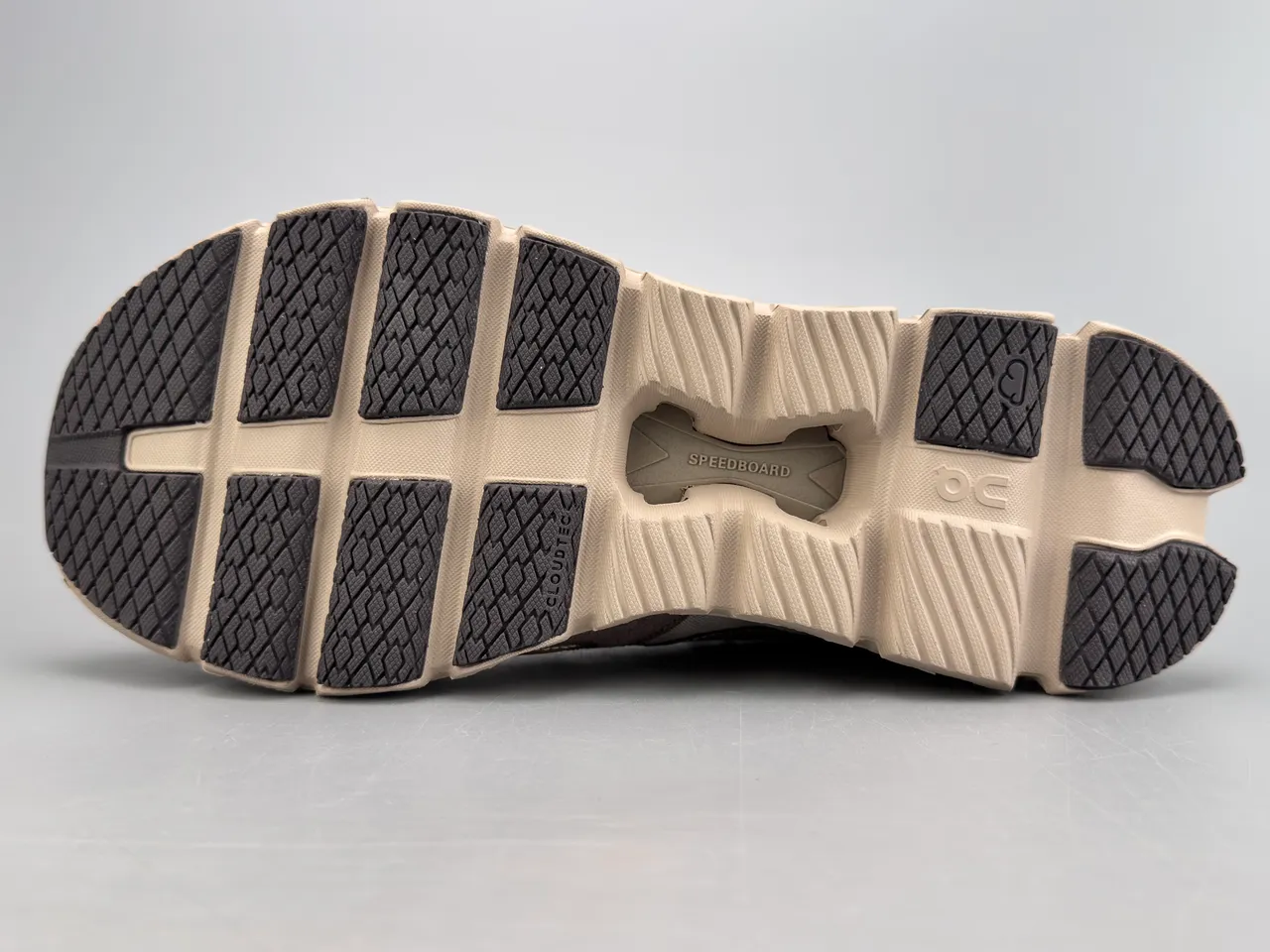On Beige Brown Open Hexagonal CloudTec Midsole Mesh And Suede Panel Construction Sneakers 9