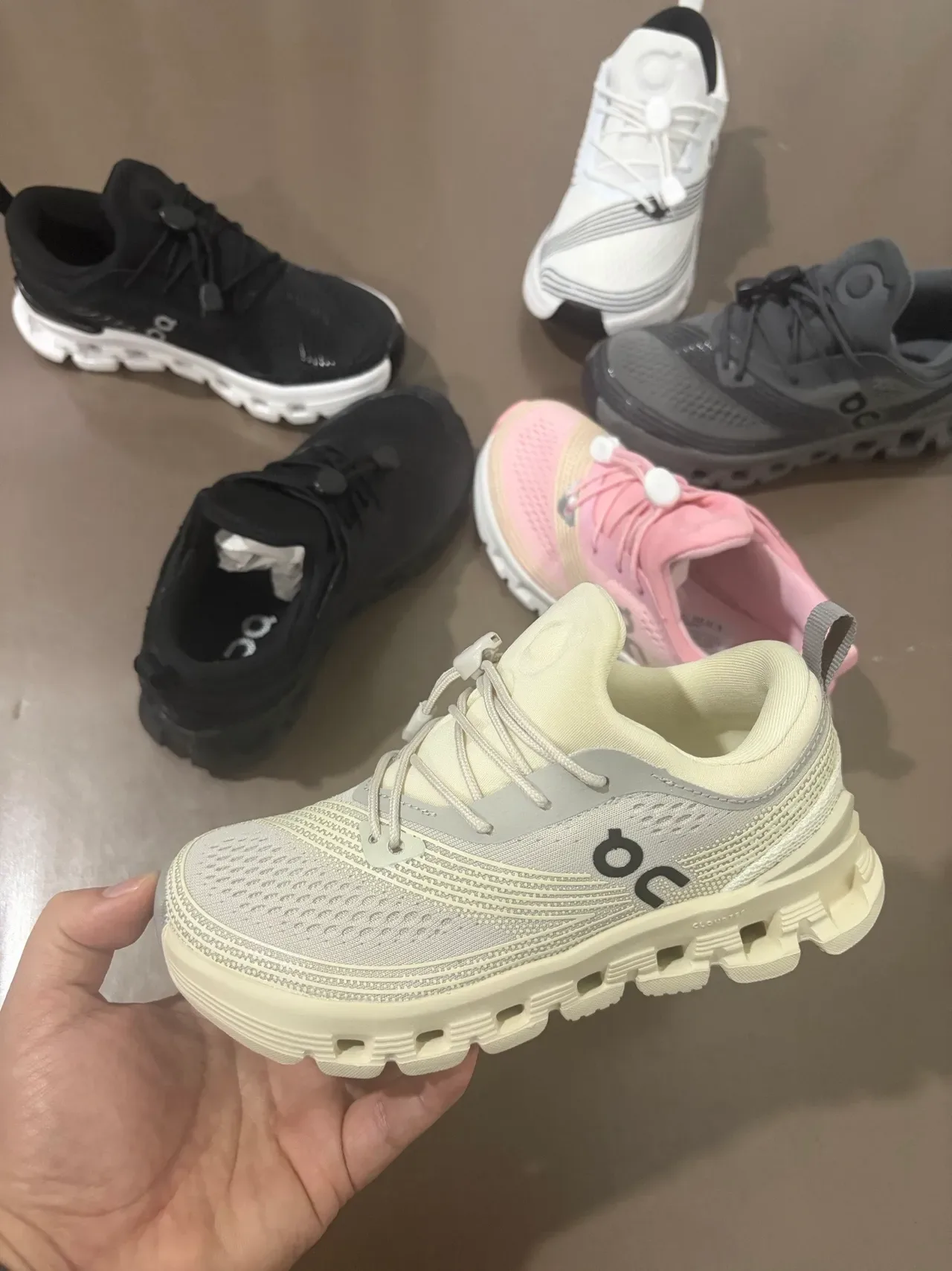 On Beige Gray Engineered Mesh Upper Open-Cell CloudTec Midsole Lifestyle Sneakers 14