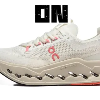 On Beige Rosa parte superior de knit ingenieril abierto hexagonal CloudTec Pods zapatillas de running