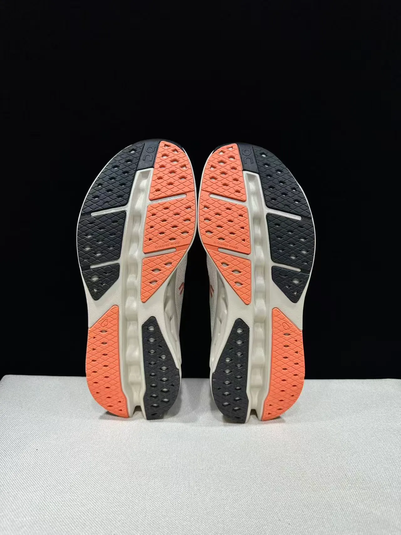 On Beige Pink Engineered Knit Upper Open Hexagonal CloudTec Pods Running Shoes 6
