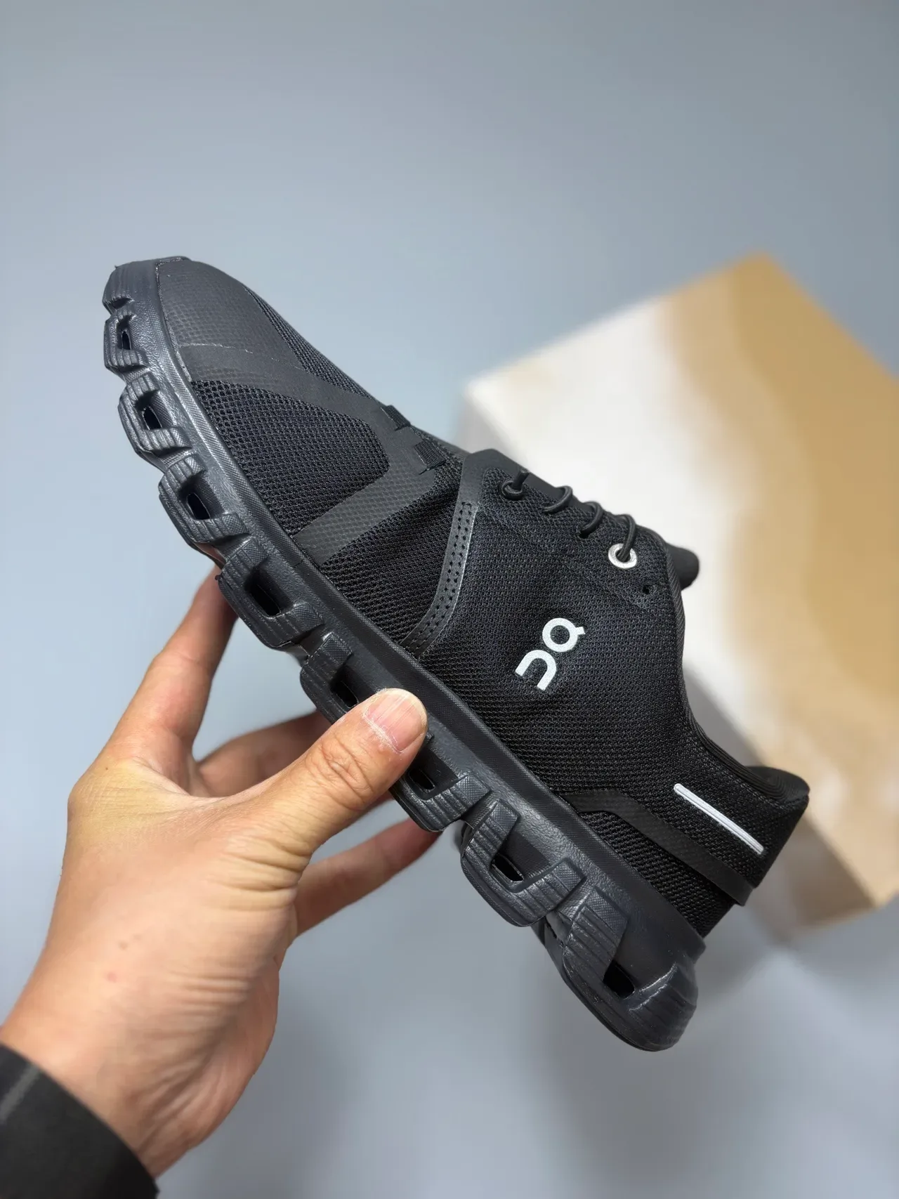 On Black White Mesh Upper Hollowed CloudTec Midsole Lifestyle Sneakers 3