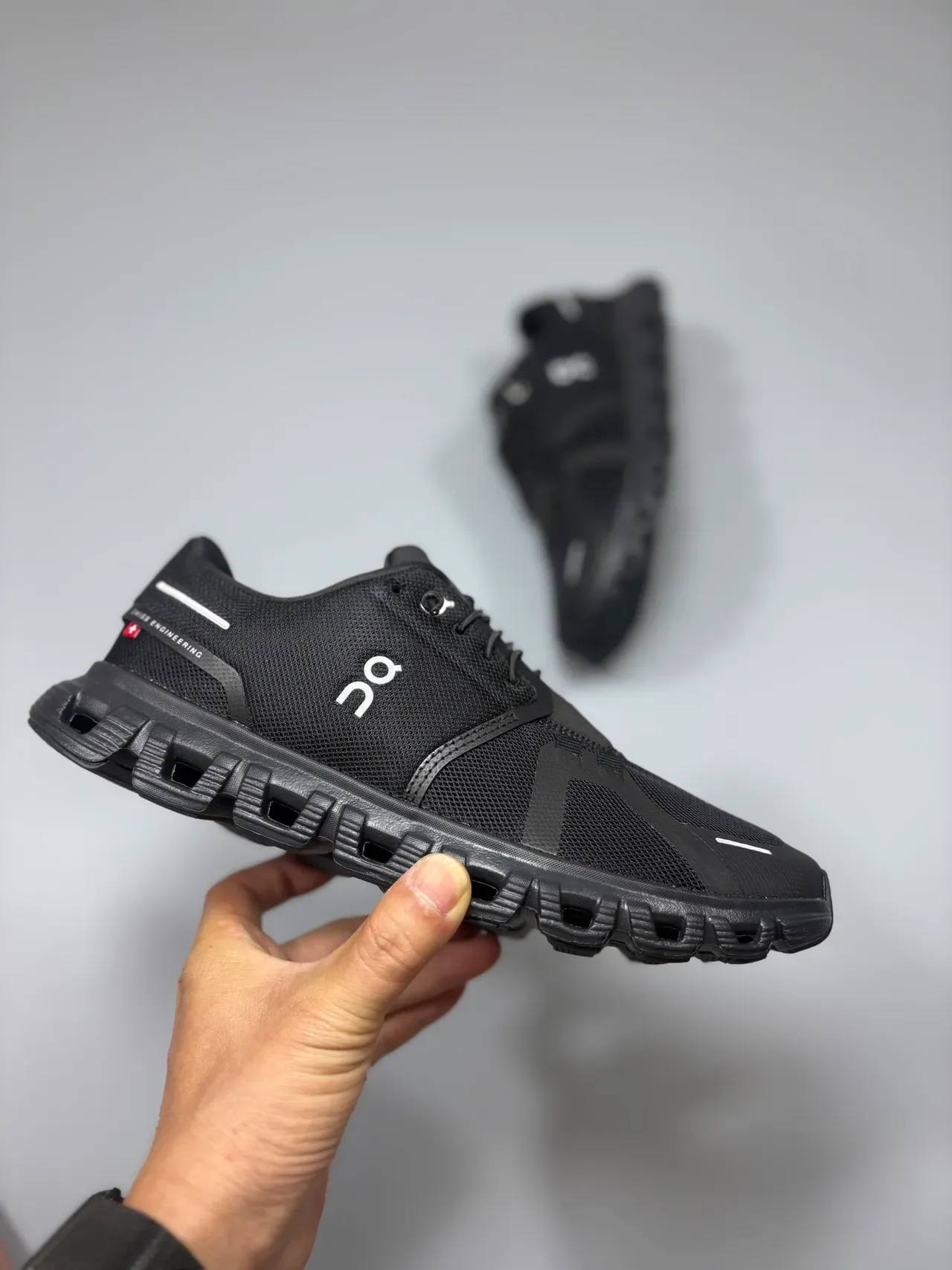 On Black White Mesh Upper Hollowed CloudTec Midsole Lifestyle Sneakers 7