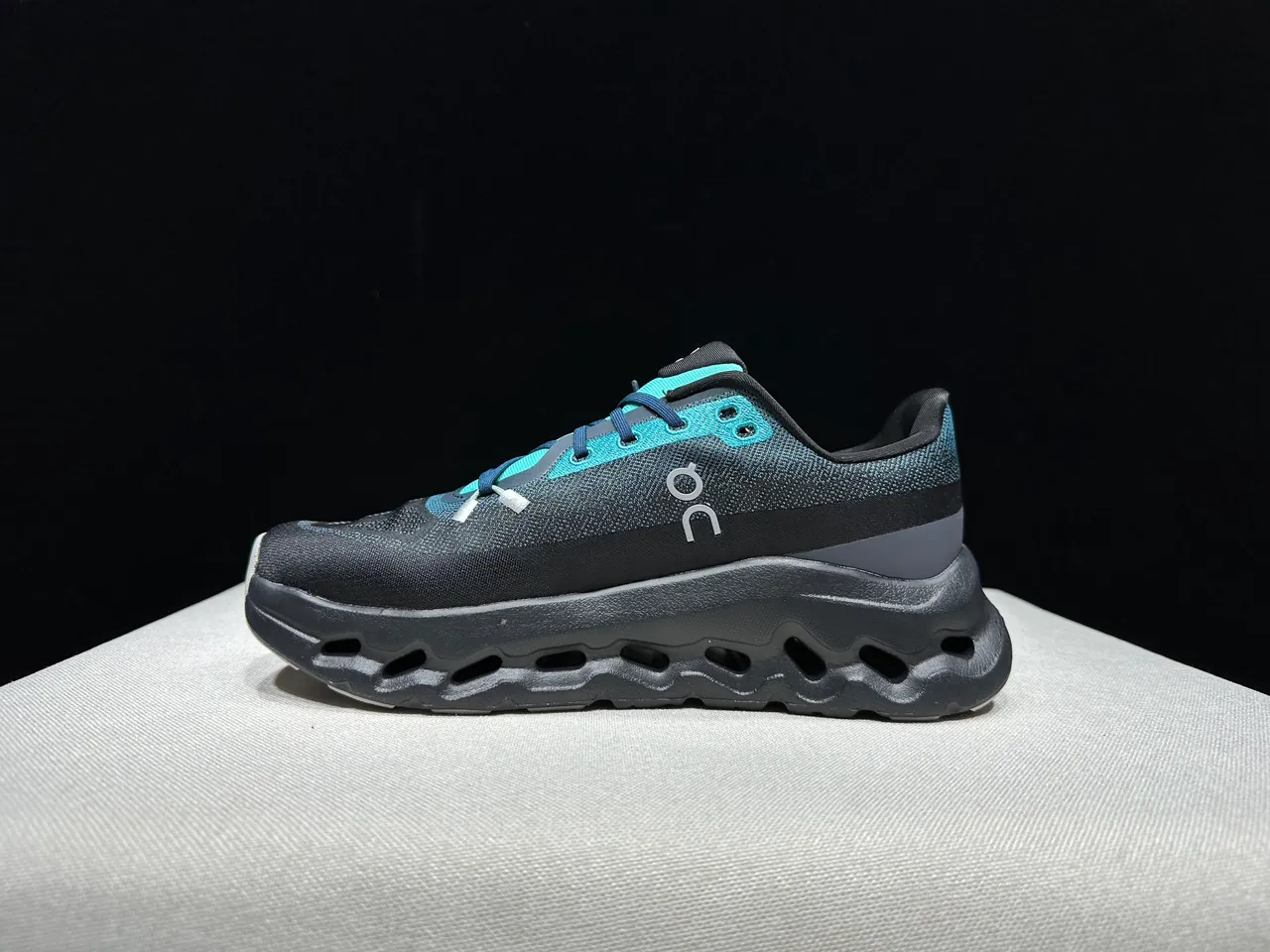 On Cloudmonster Black Teal Running Shoes 6