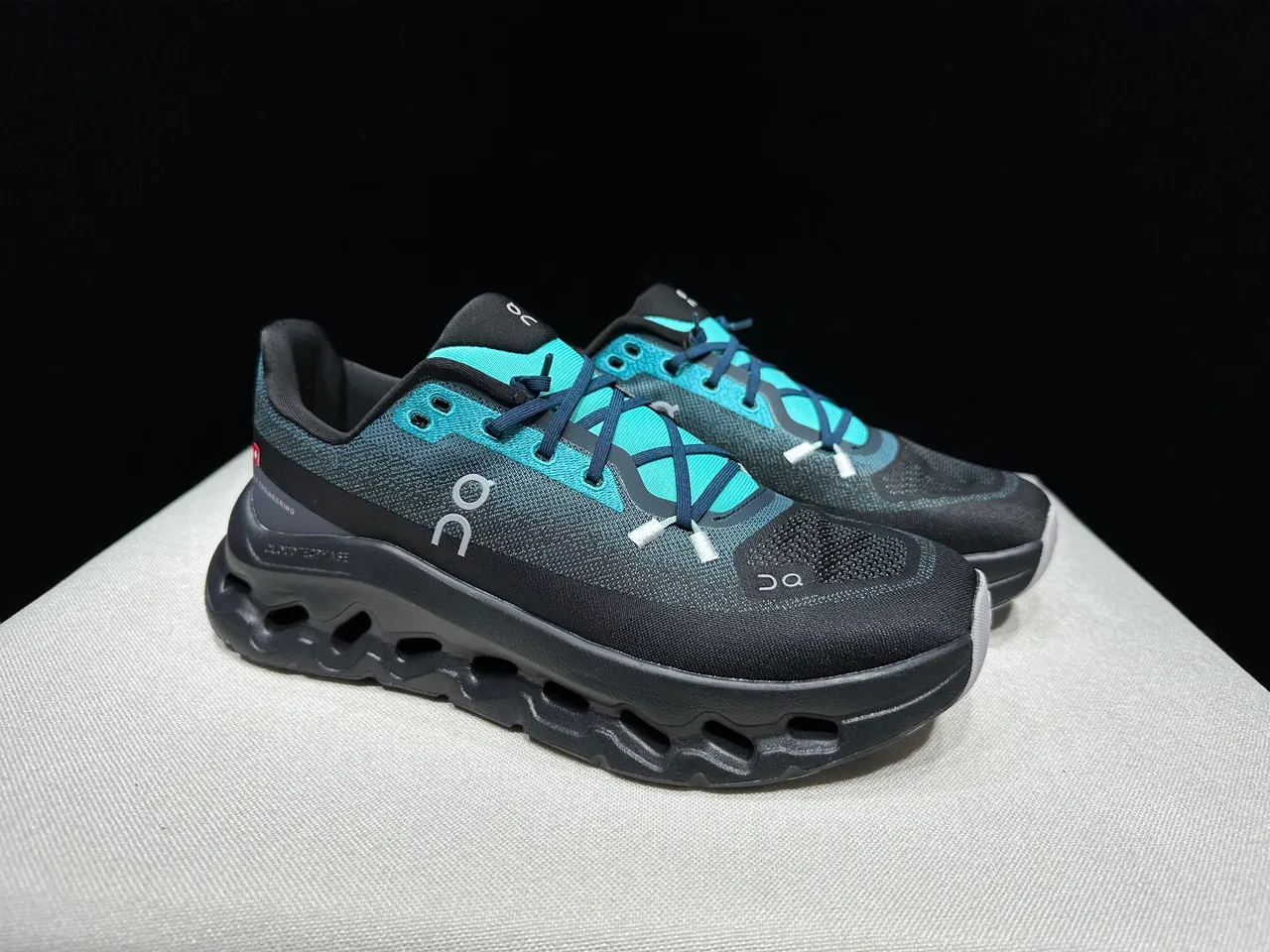On Cloudmonster Black Teal Running Shoes 7