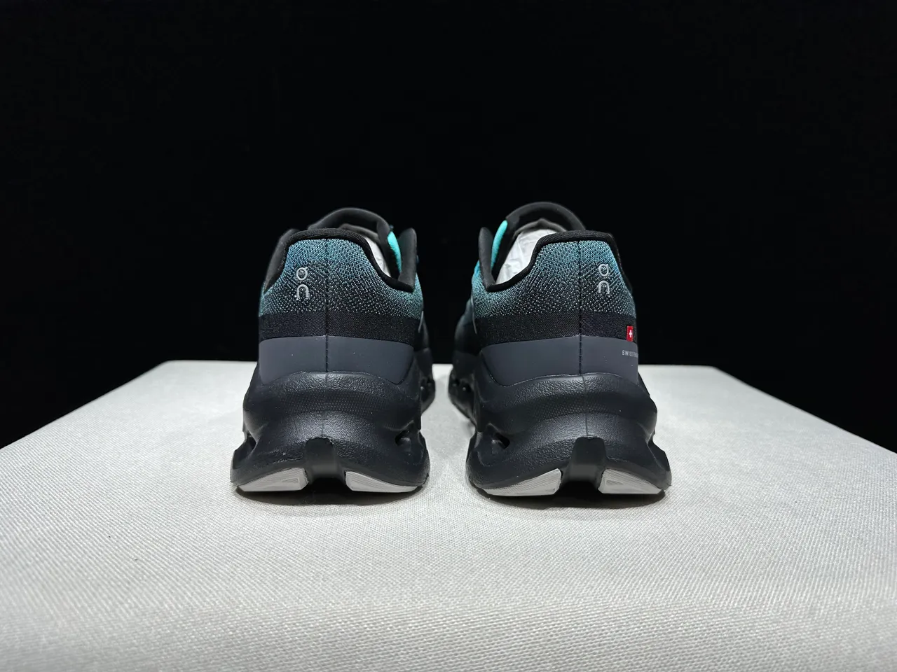 On Cloudmonster Black Teal Running Shoes 9