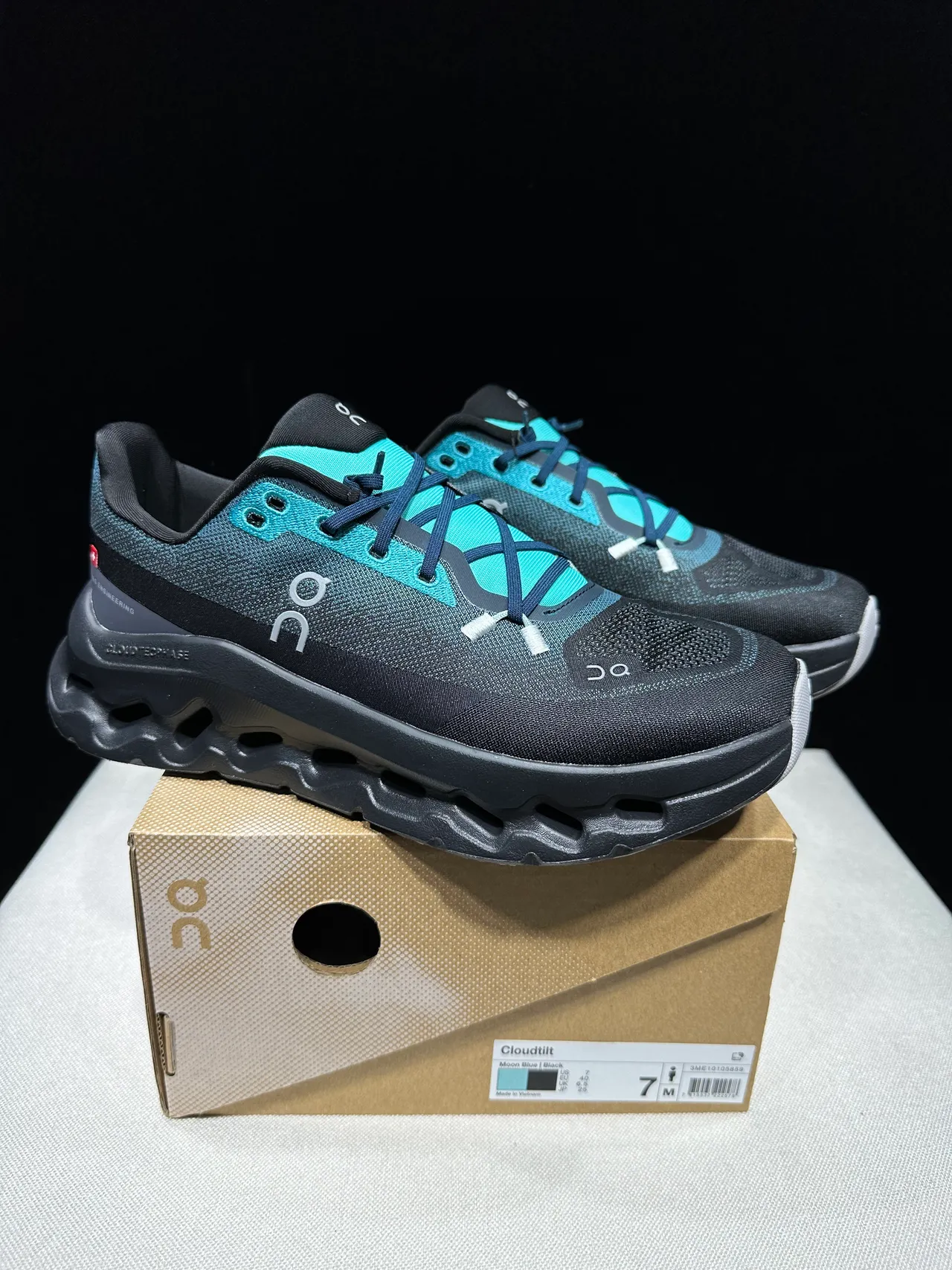 On Cloudmonster Black Teal Running Shoes 13
