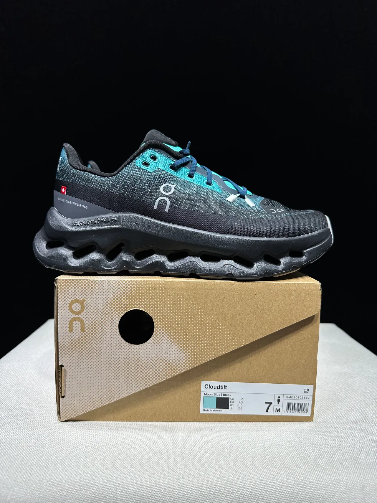 On Cloudmonster Black Teal Running Shoes 14