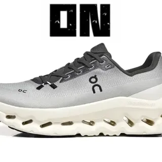 On Cloudmonster Gray and Black Running Shoes