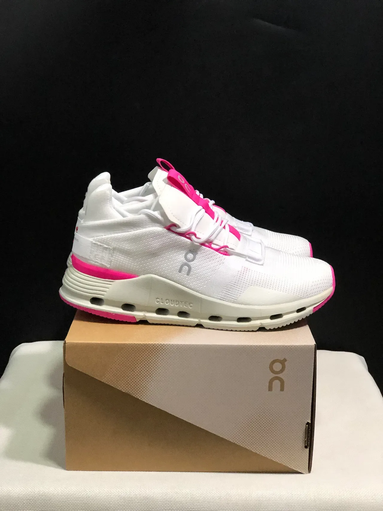 On Cloudmonster White Pink Lifestyle Sneakers 2