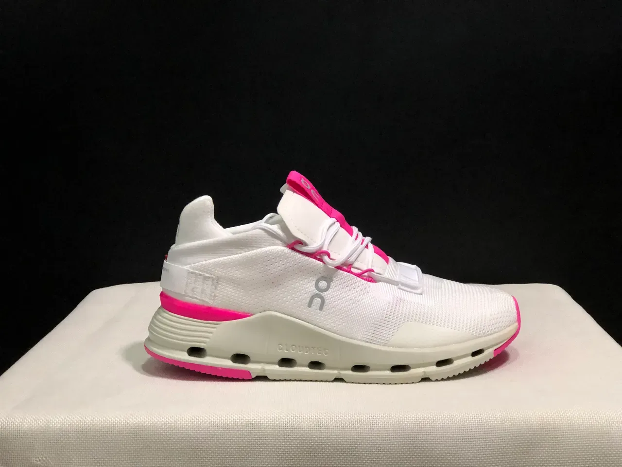 On Cloudmonster White Pink Lifestyle Sneakers 5