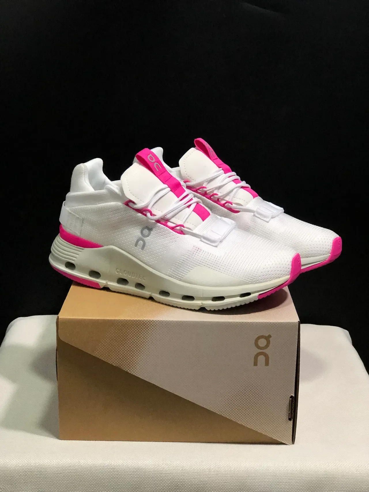 On Cloudmonster White Pink Lifestyle Sneakers 7