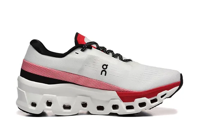 On Cloudmonster White Red Black Running Shoes 3