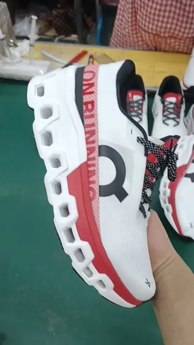 On Cloudmonster White Red Black Running Shoes 6