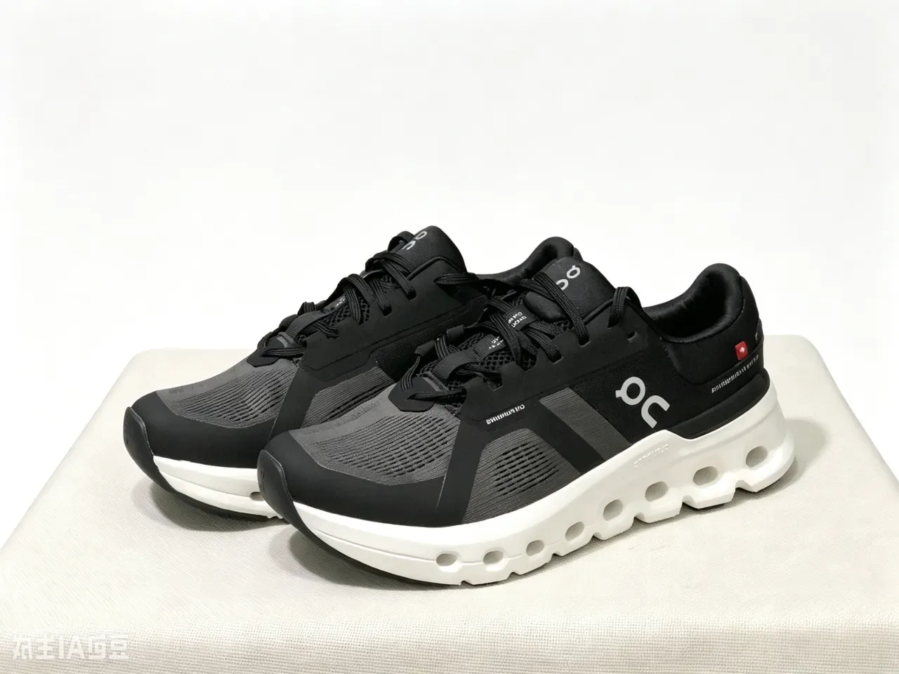 On White Black Hexagonal CloudTec Midsole Engineered Mesh Upper Lifestyle Sneakers 4